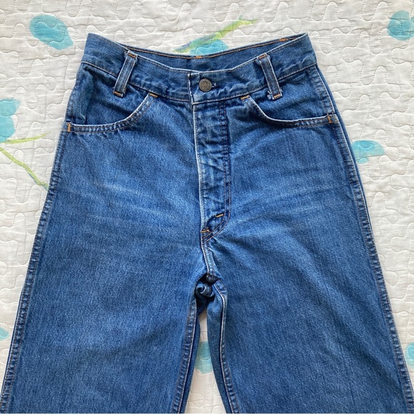 INSANE VTG 1970s Orange Tab Bellbottom Levi’s Jeans ⭐️ - Picture 5 of 10